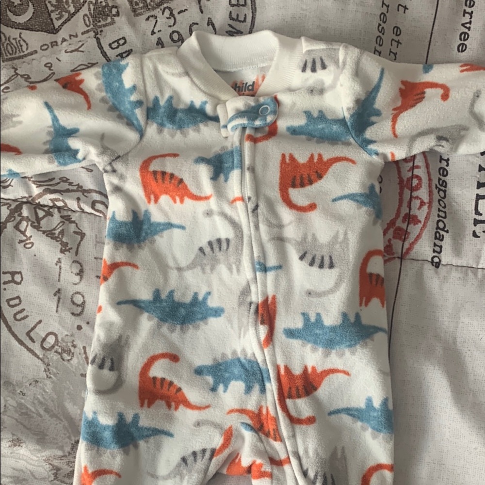 Child of Mine Blue and Orange Dinosaur Footies